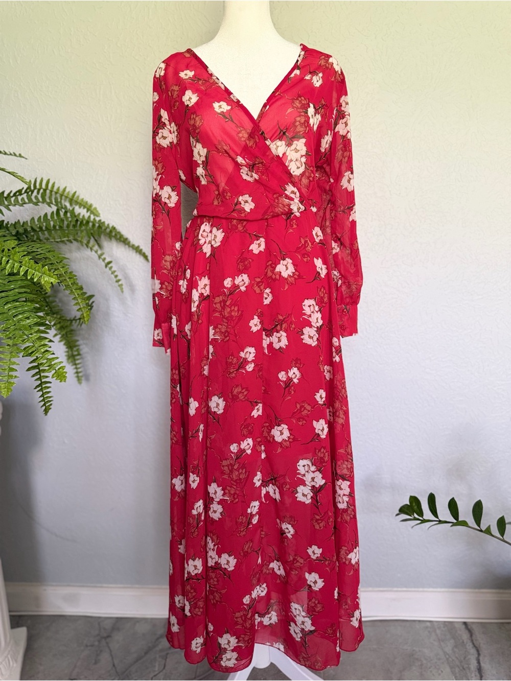 Red Floral Maxi Dress - Women